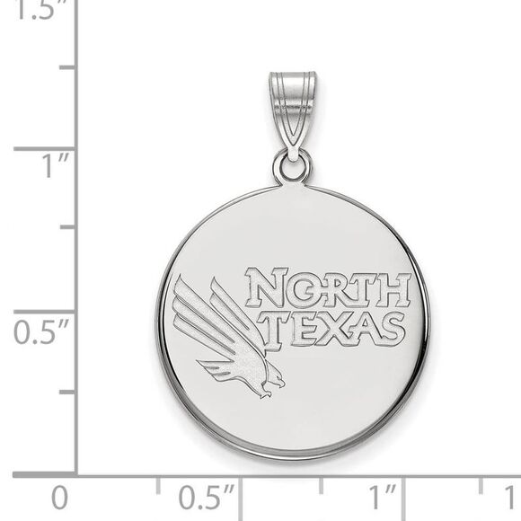 14k White Gold North Texas Large Disc Pendant - Picture 2 of 3